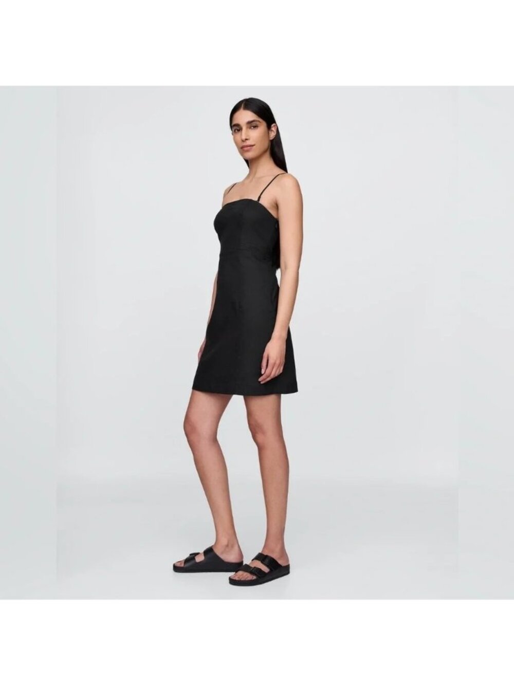 GAP Linen-Blend Strapless Mini Dress NWT Black Size M Vacation Summer Coastal
